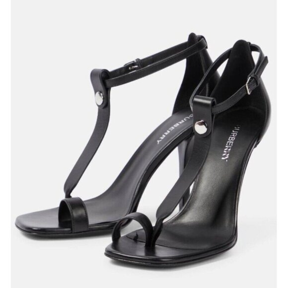 Authentic Burberry Women Black STEFANIE Toe-Ring Leather Stiletto Sandals  US 7 - Picture 6 of 16